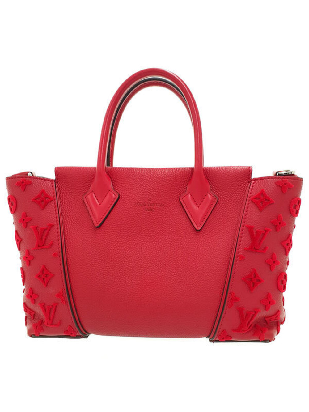 Louis Vuitton Tufted Monogram W Tote calfskin leather velour Red